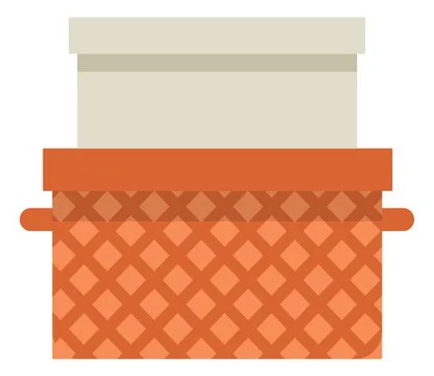 Paper box containers icon. Patterned home storage イラスト素材