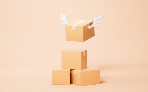 Paper box with logistics and storage concept, 3d rendering. 스톡 일러스트