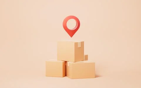 Paper box with logistics and storage concept, 3d rendering. Stock Illustration