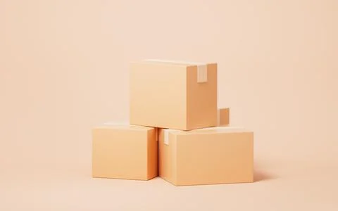 Paper box with logistics and storage concept, 3d rendering. Stock Illustration