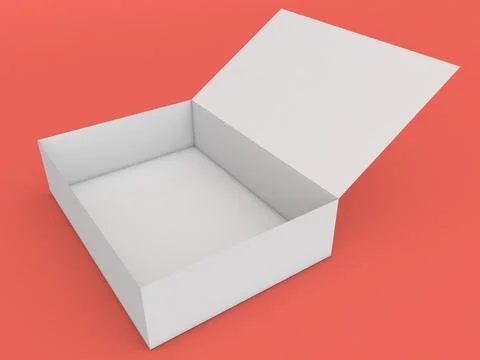 Paper box mockup on red background. Illustrazione stock