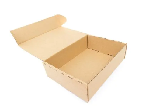 Paper box opened package on white background Stock Photos