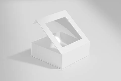 Paper box packaging mockup, luxury gift box with window display Illustrazione stock