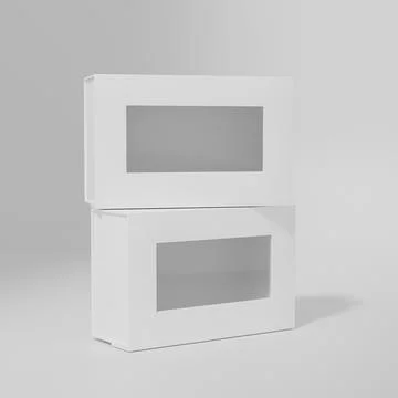 Paper box packaging mockup, luxury gift box with window display Illustrazione stock