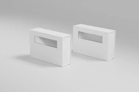 Paper box packaging mockup, luxury gift box with window display Stock-Illustration