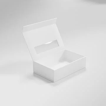 Paper box packaging mockup, luxury gift box with window display Stock Illustration