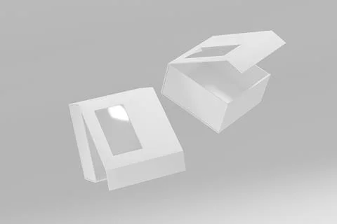 Paper box packaging mockup, luxury gift box with window display Stock Illustration