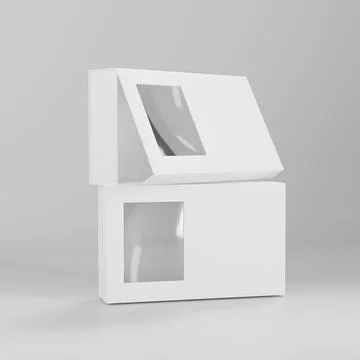 Paper box packaging mockup, luxury gift box with window display Illustrazione stock