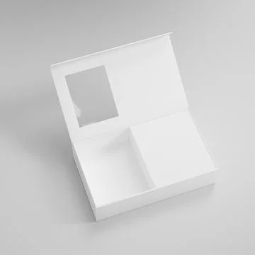 Paper box packaging mockup, luxury gift box with window display Stock Illustration