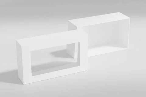 Paper box packaging mockup, luxury gift box with window display Illustrazione stock