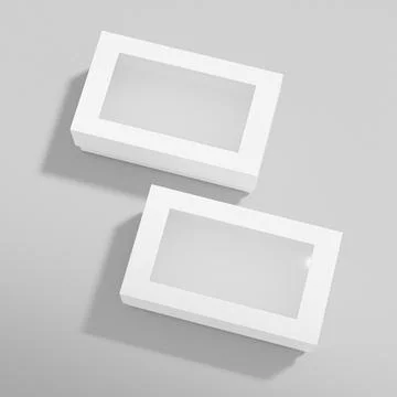 Paper box packaging mockup, luxury gift box with window display Stock Illustration