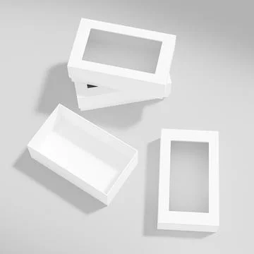 Paper box packaging mockup, luxury gift box with window display Stock Illustration