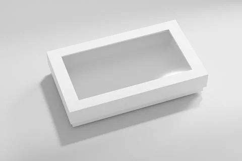 Paper box packaging mockup, luxury gift box with window display Stock Illustration