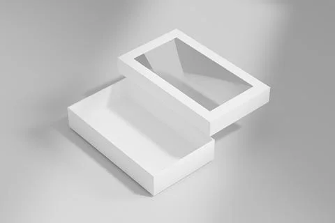 Paper box packaging mockup, luxury gift box with window display Stock-Illustration