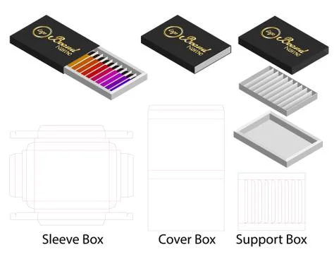 Paper box shape for lipsticks package dieline Stock Illustration