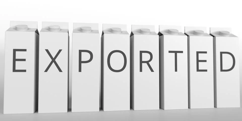 Paper boxes with EXPORTED text. 3D rendering Stock Illustration