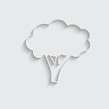 Paper Broccoli icon. vector broccoli branch sign Stock Illustration