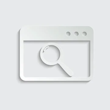 Paper  browser icon. Webpage icon/ internet icon with search sign vector Stock Illustration