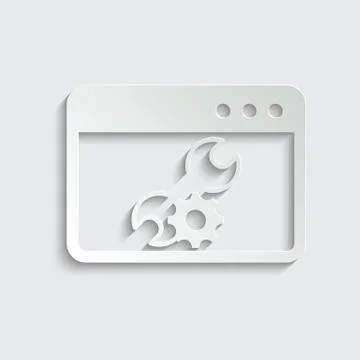 Paper  browser icon. Webpage icon/ internet icon with settings sign vector Stock Illustration