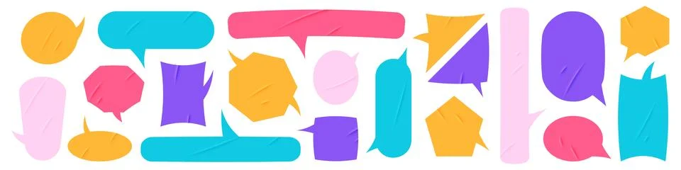 Paper bubble for speech with sticker effect, text balloon in vintage. Messa.. Illustrazione stock