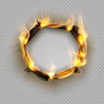 Paper burn hole. Flame edge effect burnt effect torn explode border destroyed Stock Illustration