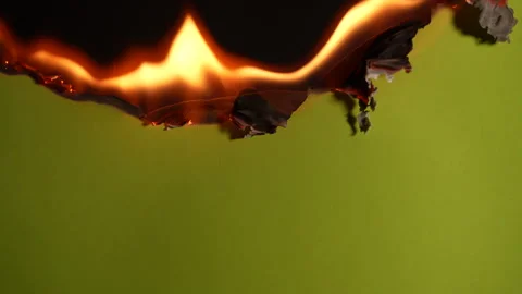 Paper burning on a black background, close up. Fire and paper Stock Footage 303780714