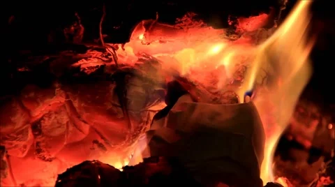 Paper burning in fireplace, fire, paper, energy Stock Footage 49692962