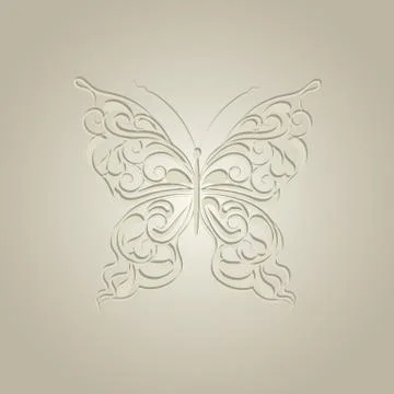 Paper butterfly with vintage pattern Stock Illustration