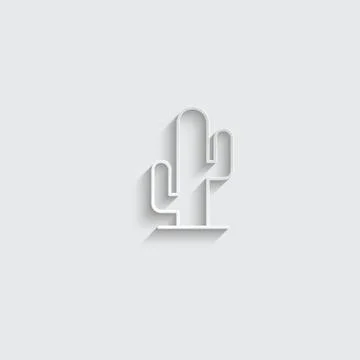 Paper cactus icon - black vector sign Stock Illustration