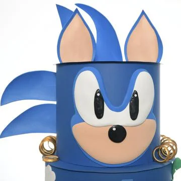 Paper cake, made in a design with different cartoon characters. Birthday cake Photos