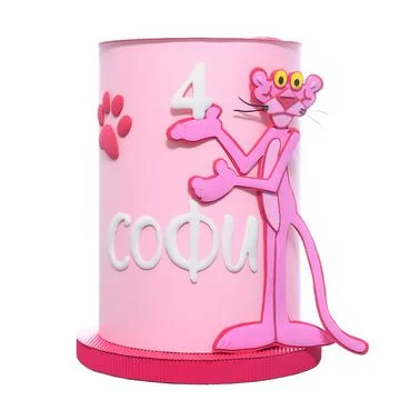 Paper cake, made in a design with different cartoon characters Pink Panther Photos