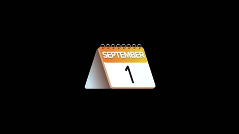 Paper Calendar Flips Page from August 31 st to September 1st Animation. 4K Video stock 222598361
