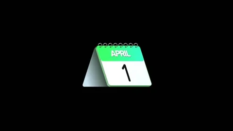 Paper Calendar Flips Page from March 31 st to April 1st Animation. 4K Stock Footage 222598500