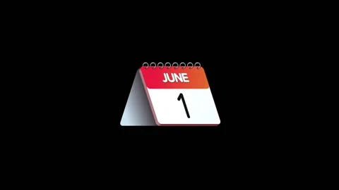 Paper Calendar Flips Page from May 31 st to June 1st Animation. 4K Video stock 222598355