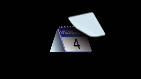 Paper Calendar Flips Quickly Through The Days Of The Week  Animation. 4K Stock Footage 222598431