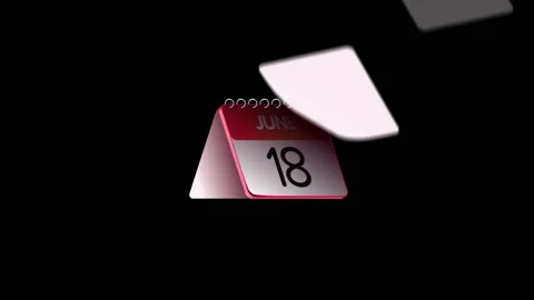Paper Calendar Flips Quickly Through The Days Of The Month June Animation. 4K Stock Footage 222598601