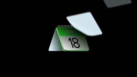 Paper Calendar Flips Quickly Through The Days Of The Month May Animation. 4K Stock Footage 222598688