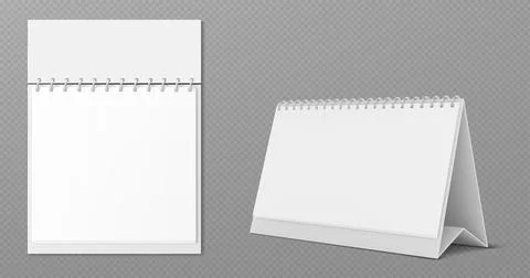 Paper calendar mockup with spiral binding Stock Illustration
