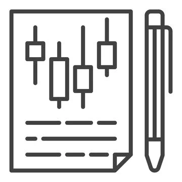 Paper with candlestick pattern vector electronic trading document outline i.. Illustrazione stock