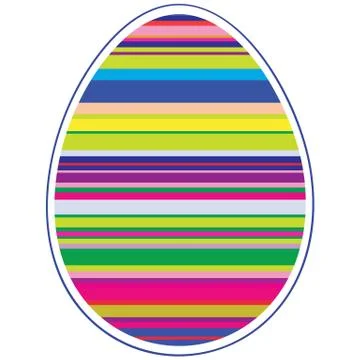Paper card template with multicolor striped easter egg Stock Illustration