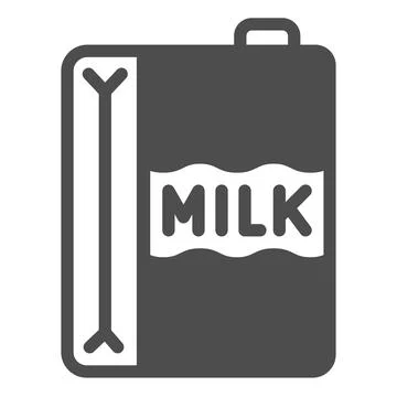 Paper carton of milk solid icon, dairy products concept, dairy product box sign Stock Illustration