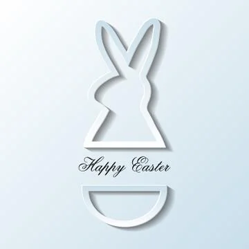 Paper Carved Happy Easter Rabbit   - Vector Illustration Stock Illustration