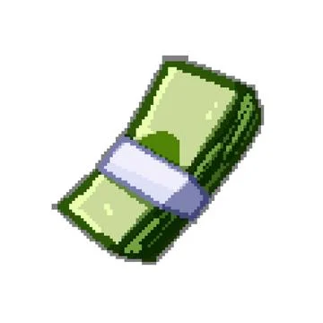 Paper cash stack pixel art vector illustration Stock Illustration