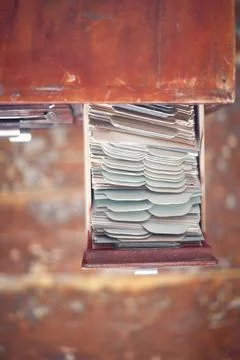 Paper catalog cards. The concept of data storage Stock Photos