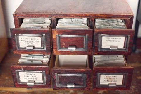 Paper catalog cards. The concept of data storage Stock Photos