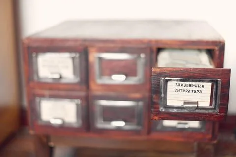 Paper catalog cards. The concept of data storage Stock Photos
