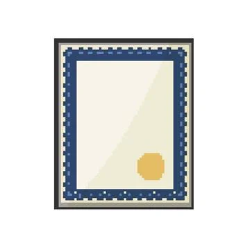 Paper certificate pixel art vector illustration Stock Illustration