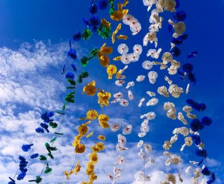 Paper chain with flowers Stock Photos
