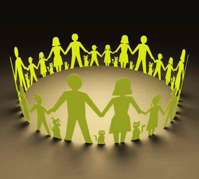 Paper chain of people Stock Illustration