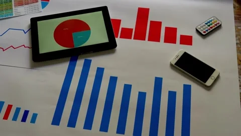 Paper chart of Business people developing a business project and analyzing .. Stock Footage 256741196